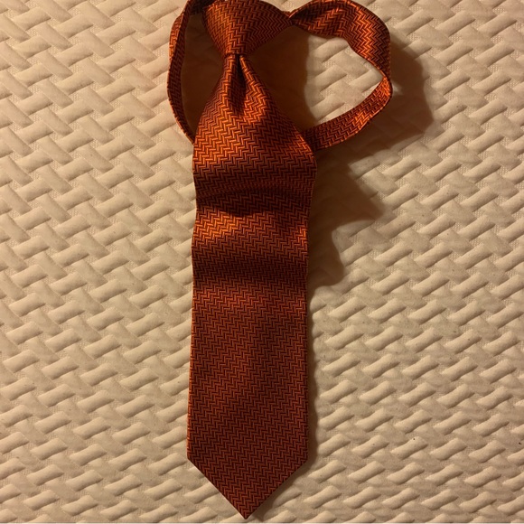 Paul Fredrick Men’s Necktie in Herringbone Orange Multi Woven